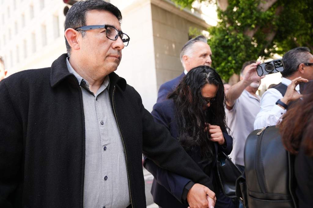 Relatives of Celeste Rivas Hernandez arrive in court Monday, April 20, 2026, in Los Angeles for the arraignment of singer D4vd.