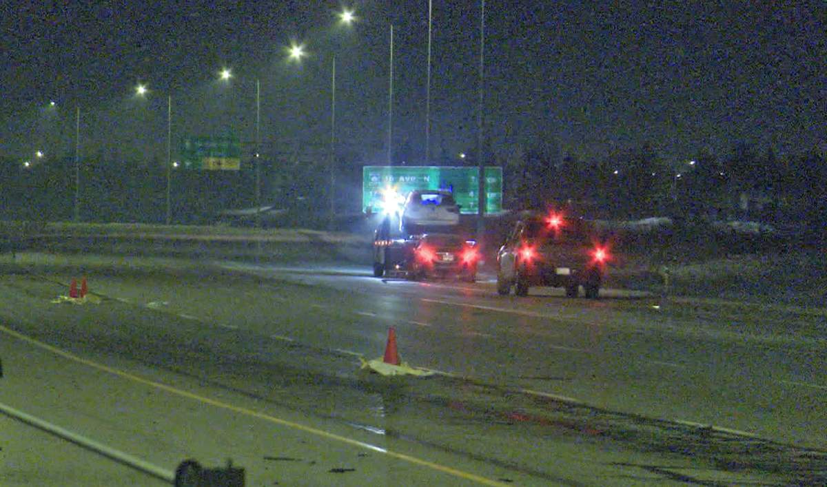 Calgary police said the fatal crash happened on Stoney Trail around 11 p.m. on Tuesday and about four hours later another vehicle drove through the police barricade and the crash scene while officers were still on scene investigating.