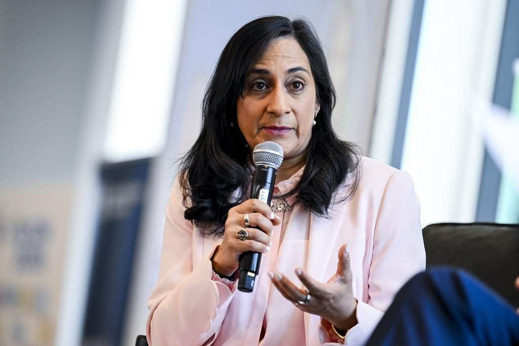 Minister of Foreign Affairs Anita Anand delivers remarks at the inaugural Ottawa Civic Space Summit in Ottawa on Thursday, April 23, 2026. THE CANADIAN PRESS/Spencer Colby.