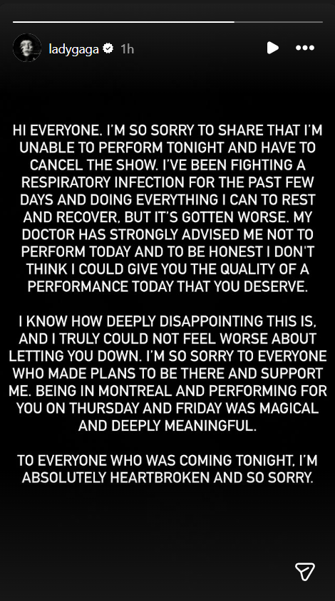 Lady Gaga cancels final Montreal show hours before performance - image