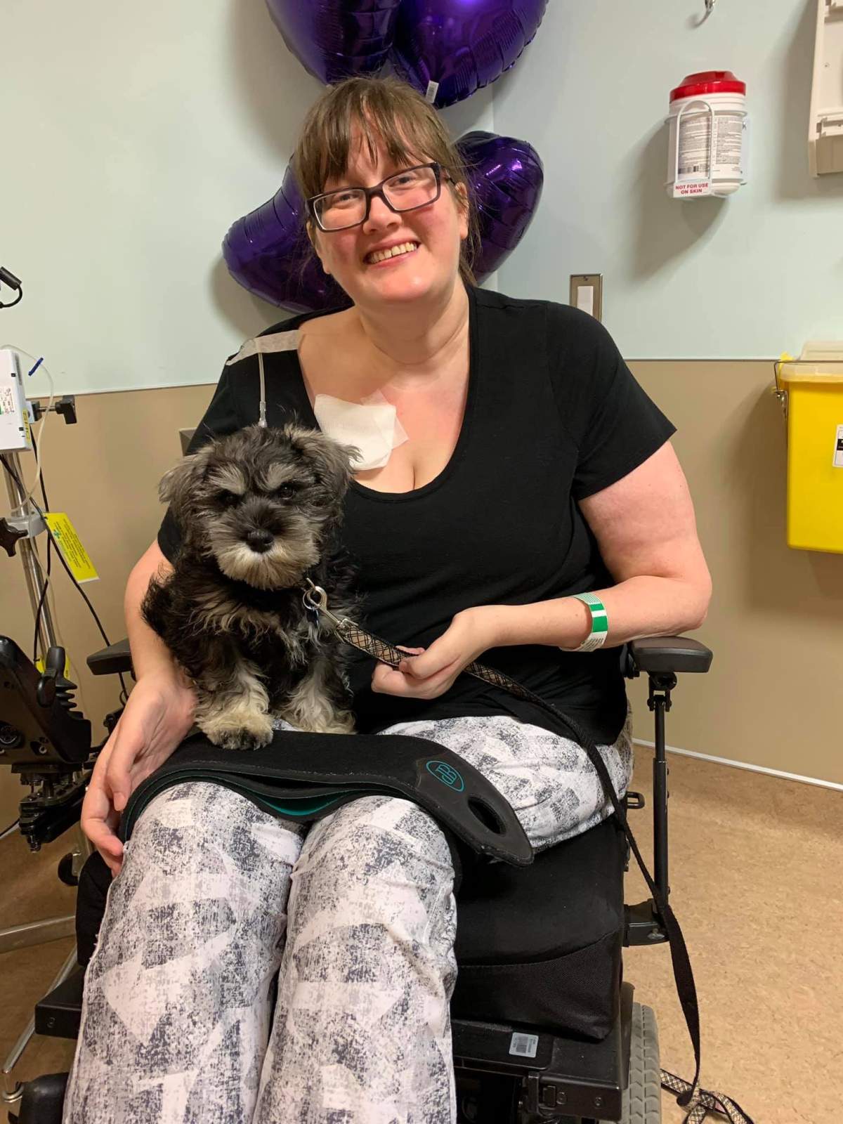 Undated photo of Jessie Ravnsborg in a wheelchair at the hospital.
