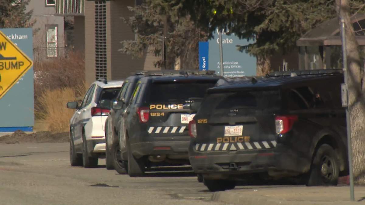 Calgary police estimate up to 40 officers responded to the call from all over the city.