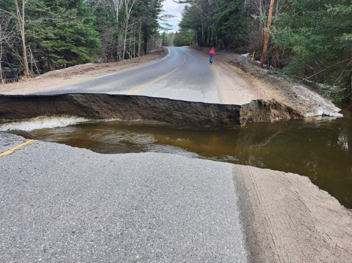Bobcaygeon Road in Minden Hills Township is washed away Rdue to flooding on the Gull River.