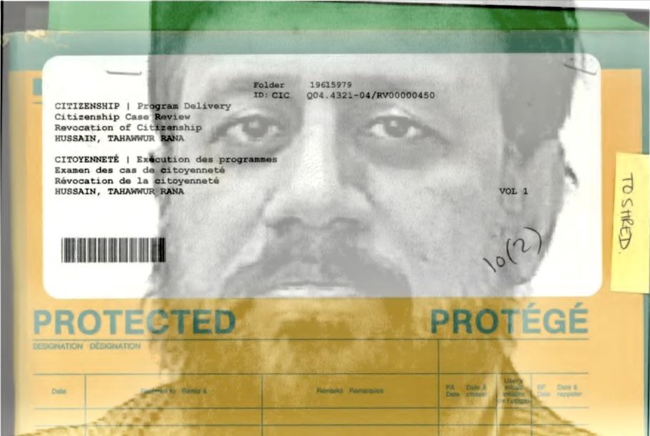 Tahawwur Rana seen in graphic image with investigation folder.