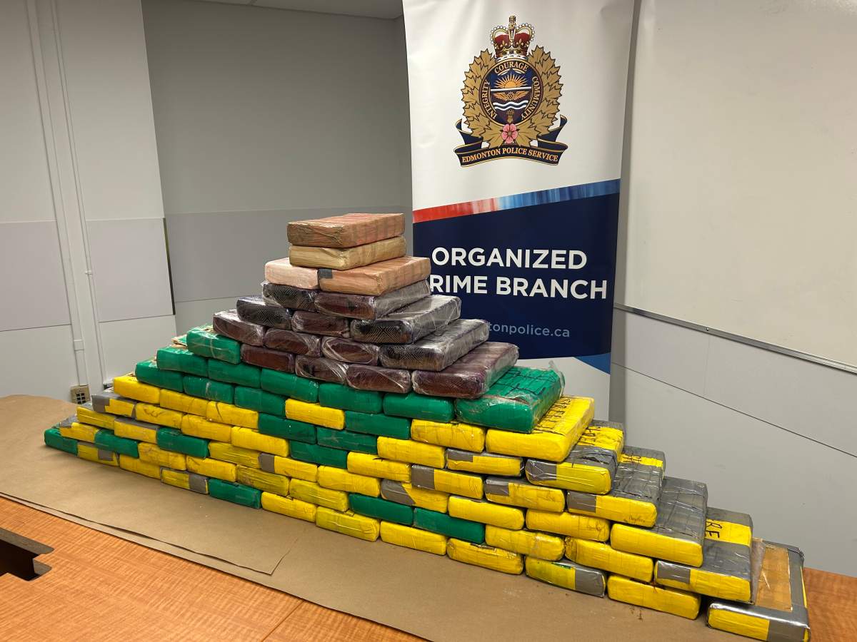 Cocaine, meth and buffing agent drugs seized by the Edmonton Police Service in April 2026 as part of a nation-wide investigation.