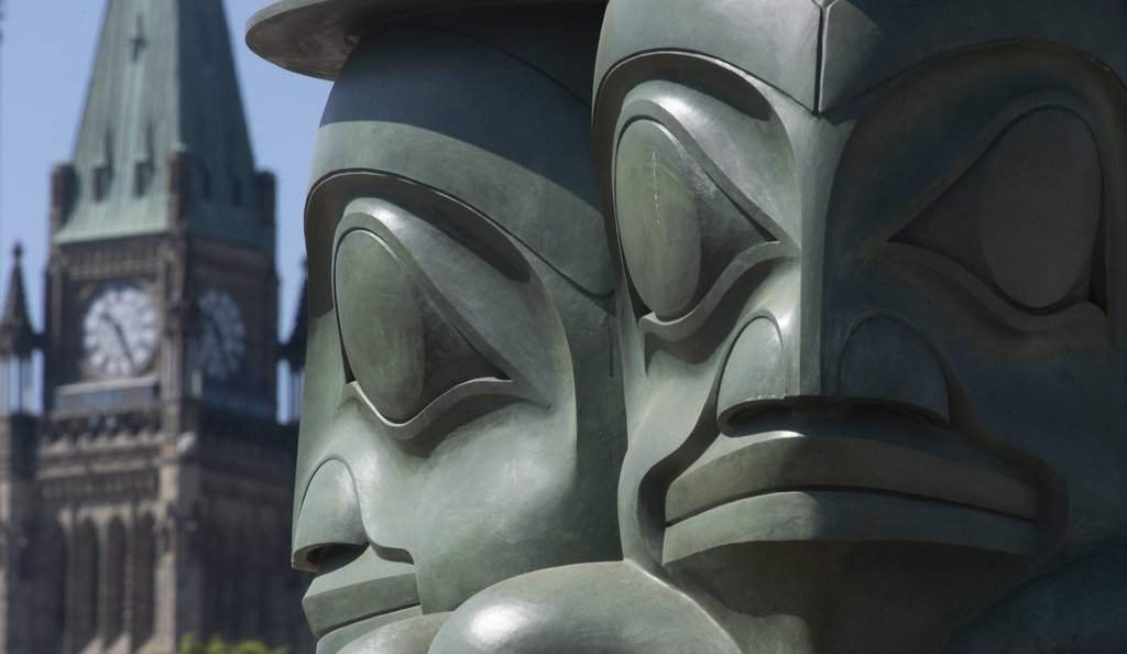 The Three Watchmen statue is seen near Parliament Hill Wednesday, June 2, 2021. 