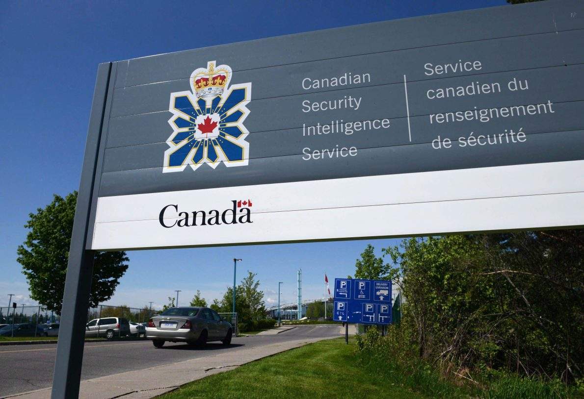 FILE - A sign for the Canadian Security Intelligence Service building is shown in Ottawa on May 14, 2013. THE CANADIAN PRESS/Sean Kilpatrick.