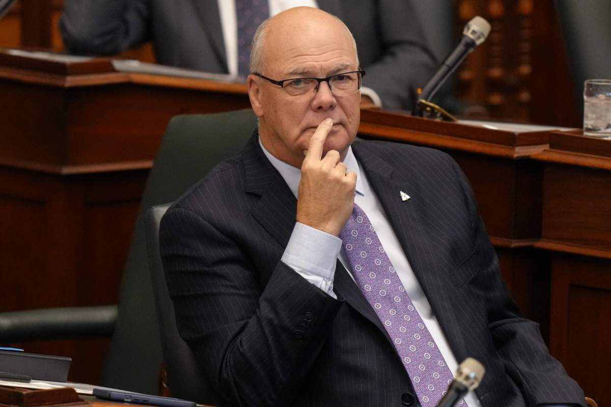Ontario PC MPP Rob Flack attends Question Period at the Ontario Legislature in Toronto, Tuesday, Nov. 28, 2023. 