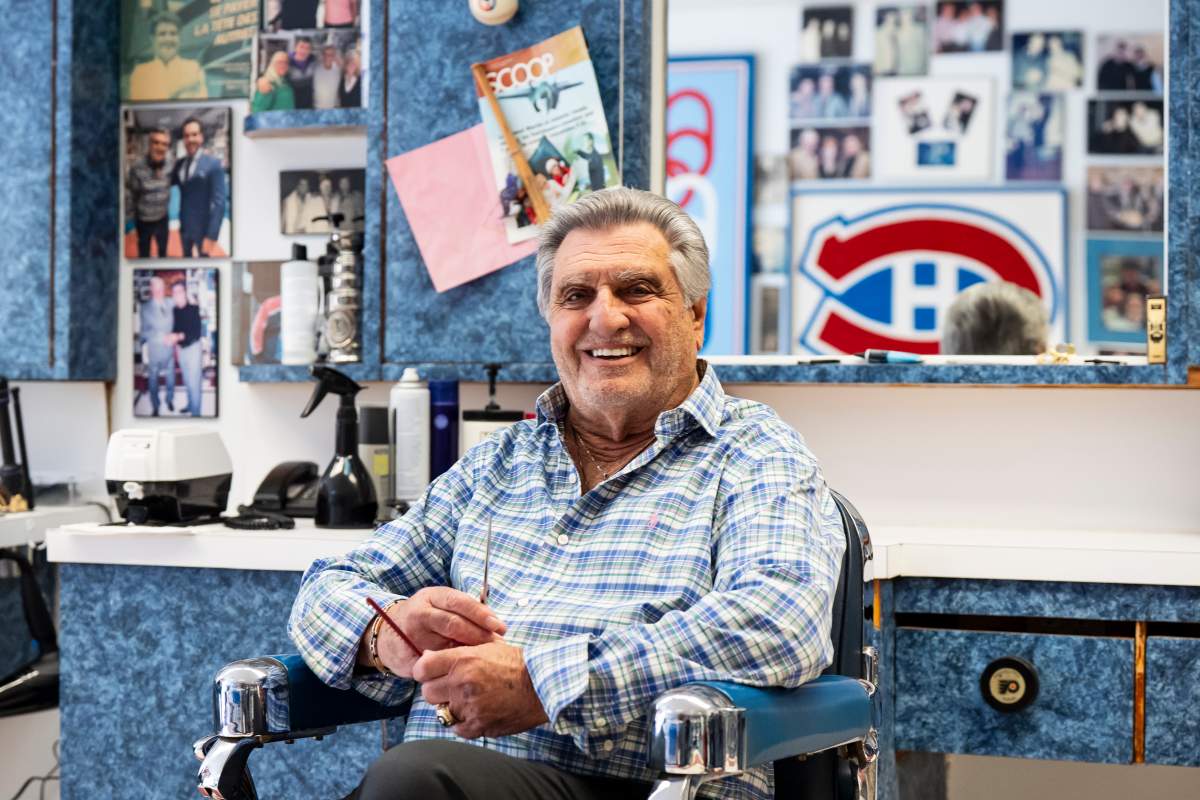 Menick poses for a photograph at his barbershop in Montreal, on Thursday, May 7, 2026. THE CANADIAN PRESS/Christopher Katsarov