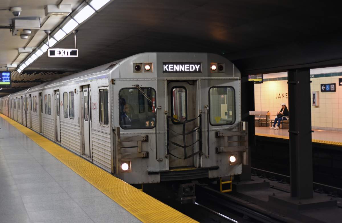 A Toronto Transit Commission (TTC) subway train is pictured arriving at the Jane and Bloor station in Toronto on July 18, 2023.