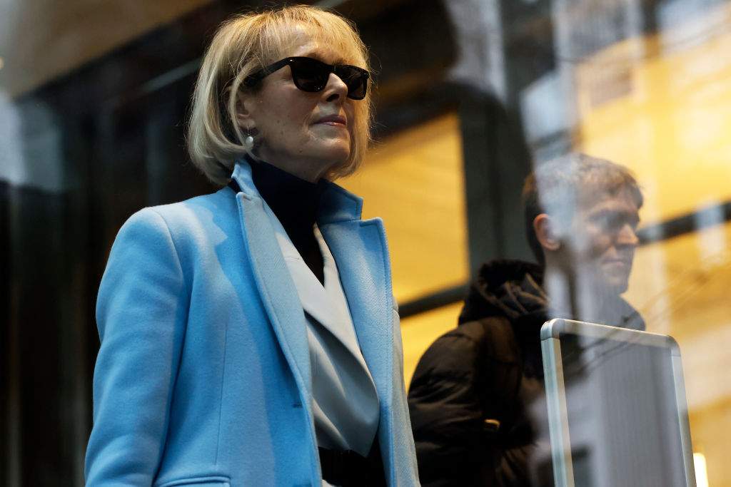E. Jean Carroll arrives for her civil defamation trial against former President Donald Trump at Manhattan Federal Court on January 25, 2024 in New York City. Days after winning the New Hampshire primary, former President Trump is scheduled to testify in his civil defamation trial after it was adjourned for several days due to a juror with an illness. The trial is to determine how much money in damages the former president must pay Carroll after public comments that he made both while he was president and after the jury’s verdict in May. Carroll was awarded $5 million in damages in May from the previous lawsuit