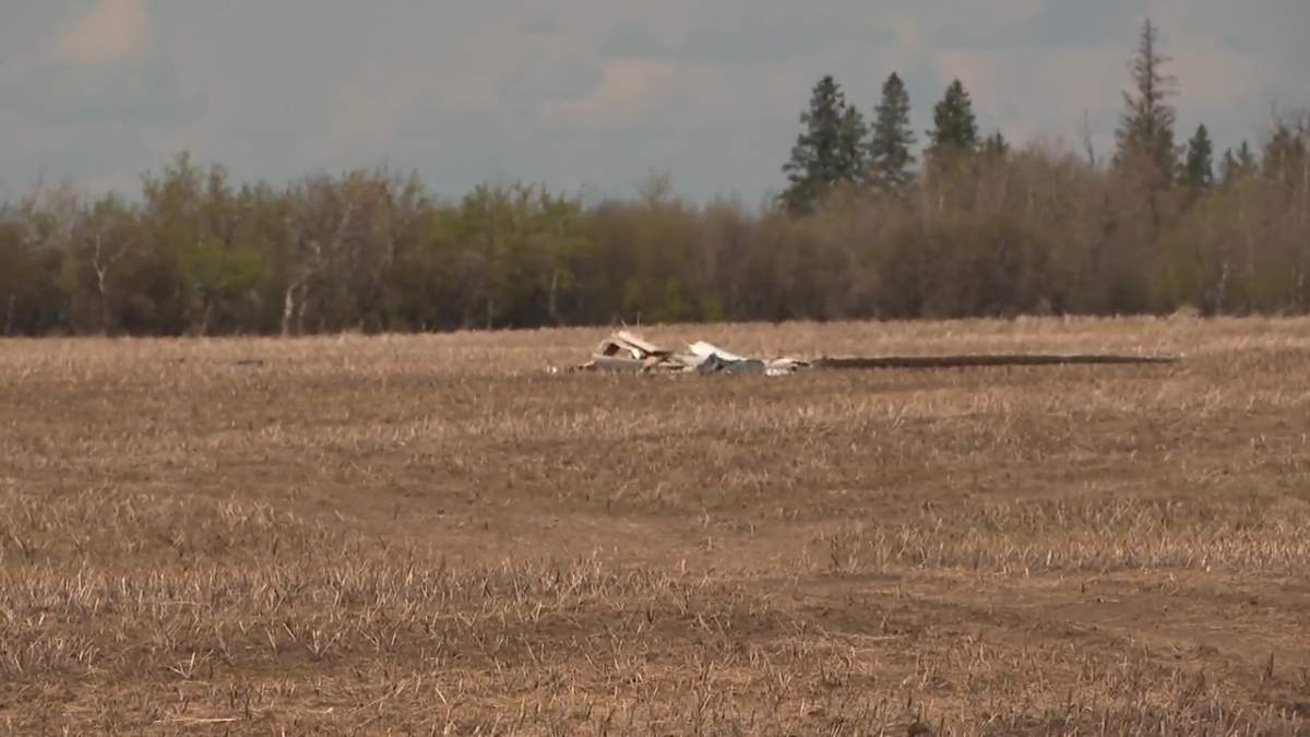 A glider from the Edmonton Soaring Club crashed near Chipman in Lamont County, Alta. on Monday, May 18, 2026.