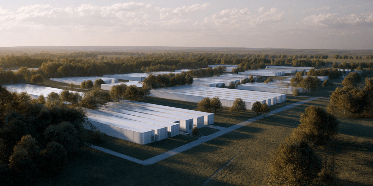 A 3D rendering concept of a data centre proposed just outside of Winnipeg, Man.