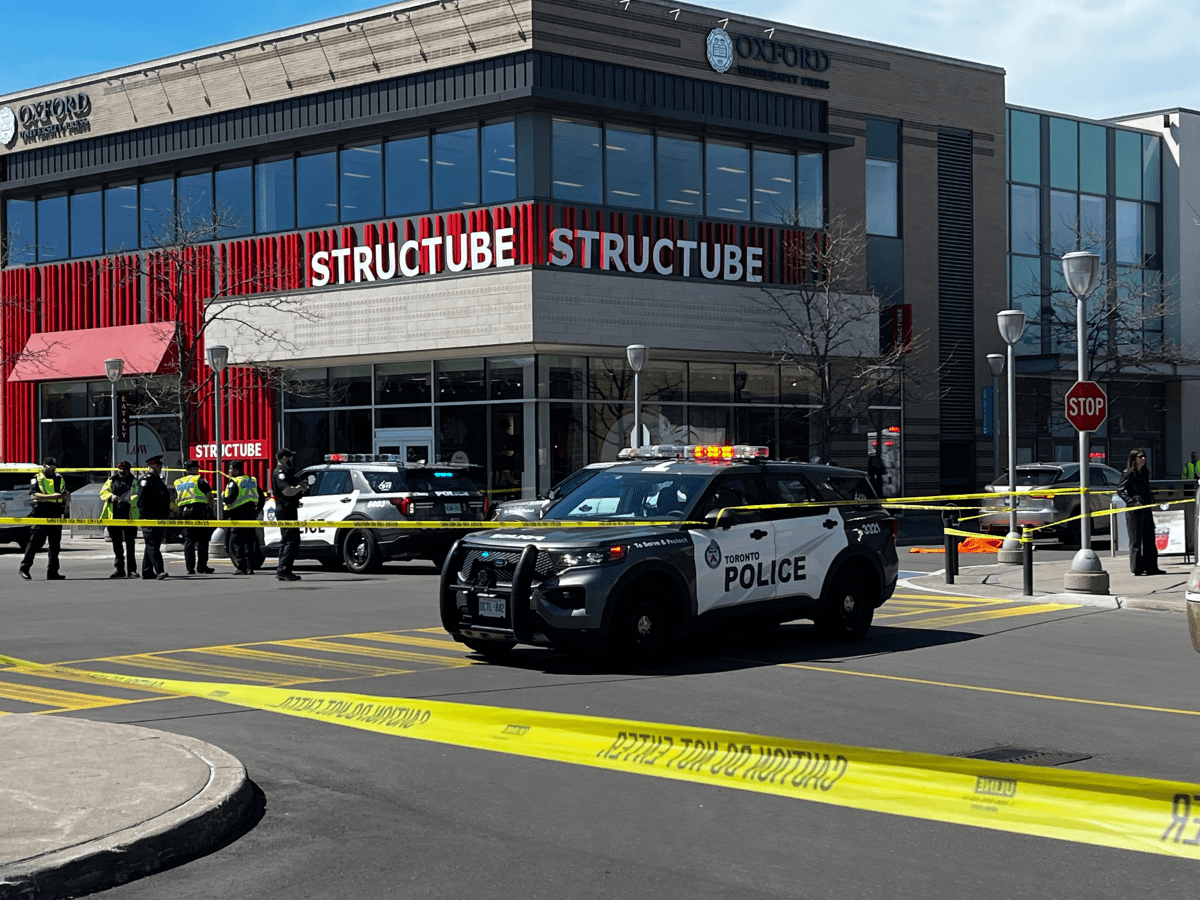 Police at the scene of a fatal incident involving a pedestrian in Toronto on May 12, 2026.