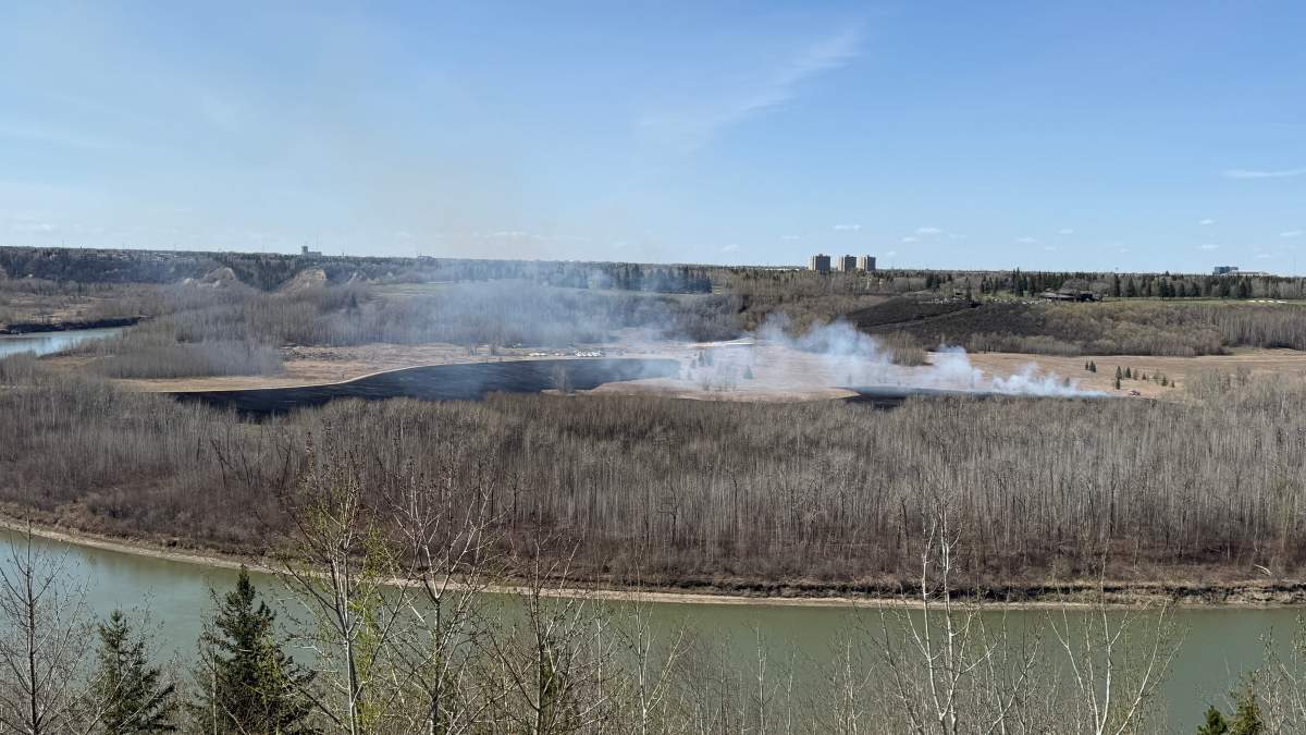 A prescribed burn is conducted in Jan Reimer Park in Edmonton on May 8, 2026.