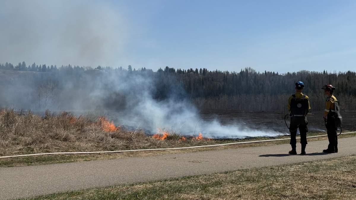 A prescribed burn is conducted in Jan Reimer Park in Edmonton on May 8, 2026.