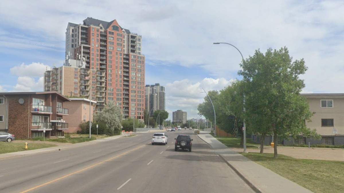 The east end of Jasper Avenue near 91 Street. 