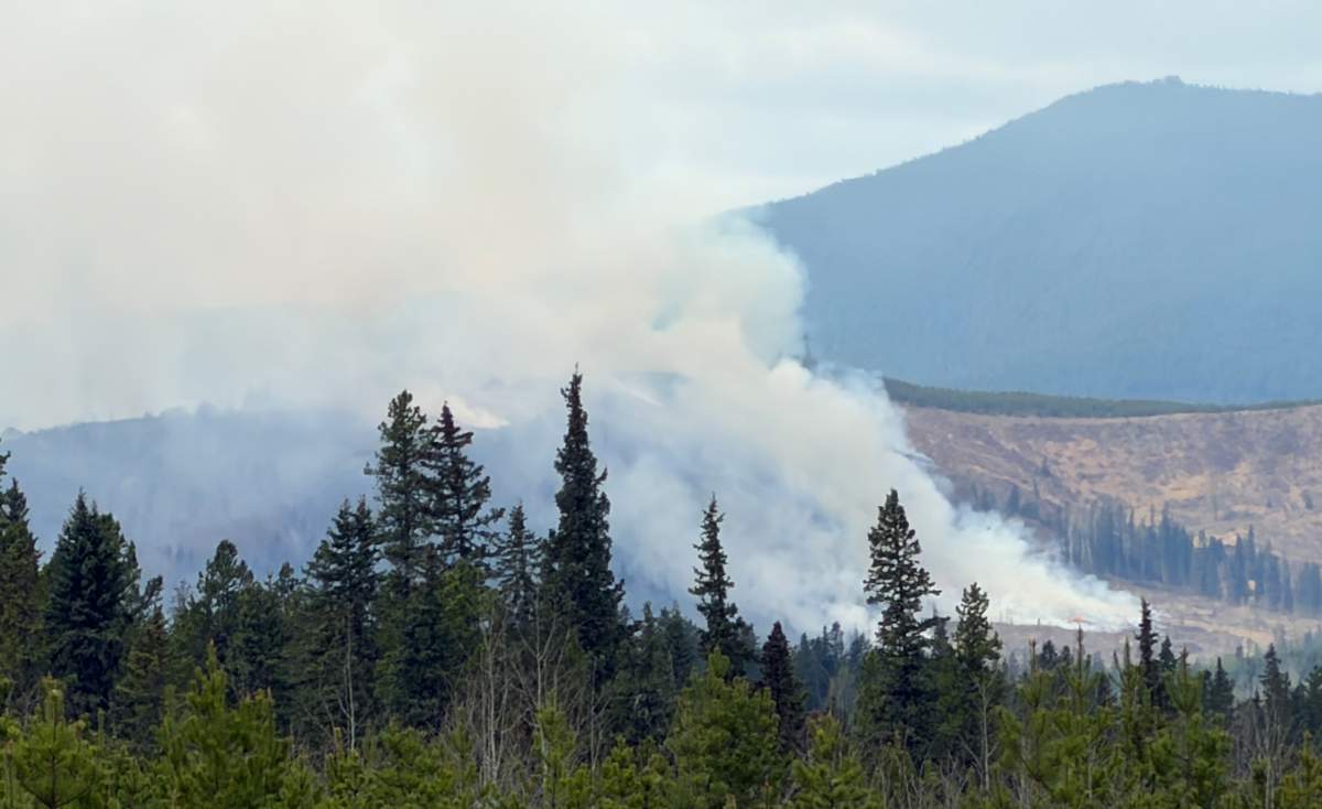 By Friday morning the fire had grown to more than 1000 square kilometres (2500 acres) in size.