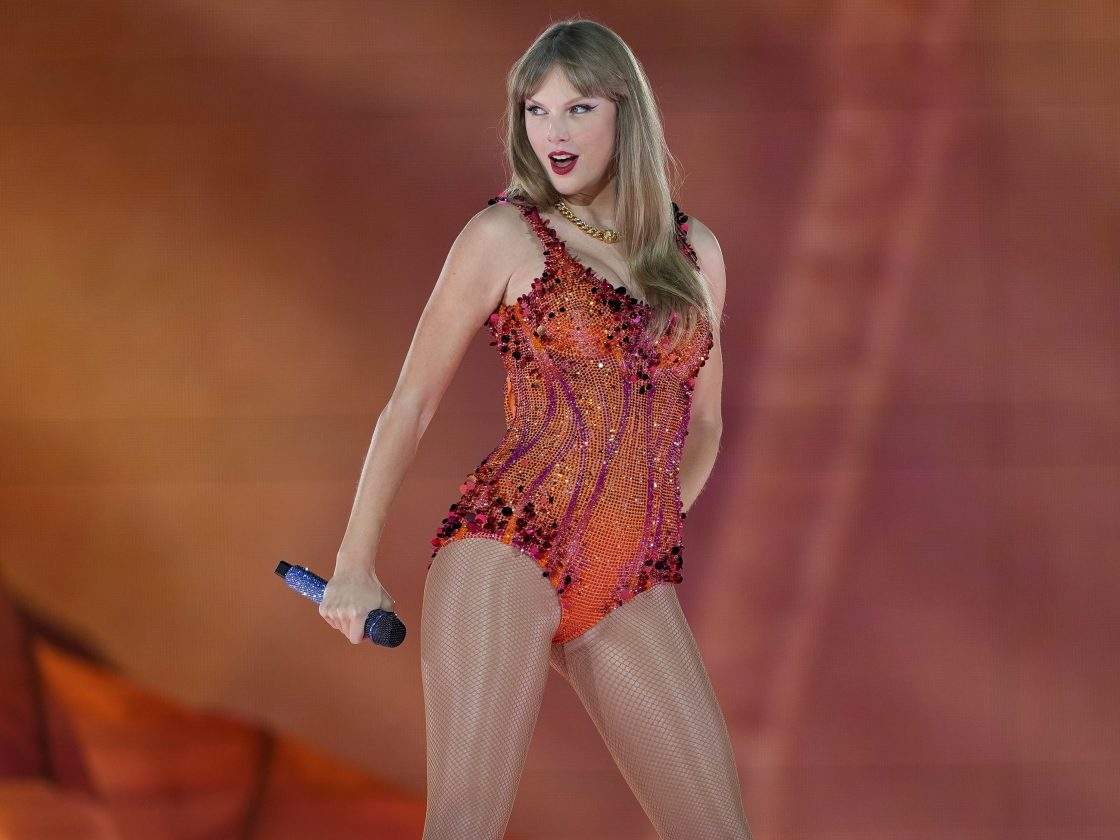 FILE - Taylor Swift performs at the Paris Le Defense Arena during her Eras Tour concert in Paris, on May 9, 2024.