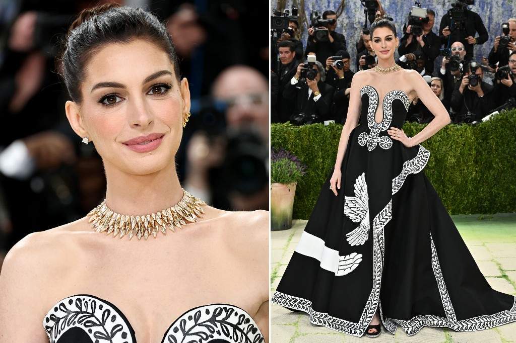 Anne Hathaway arrives at The Metropolitan Museum of Art's Costume Institute benefit gala celebrating the opening of the "Costume Art" exhibition on Monday, May 4, 2026, in New York.