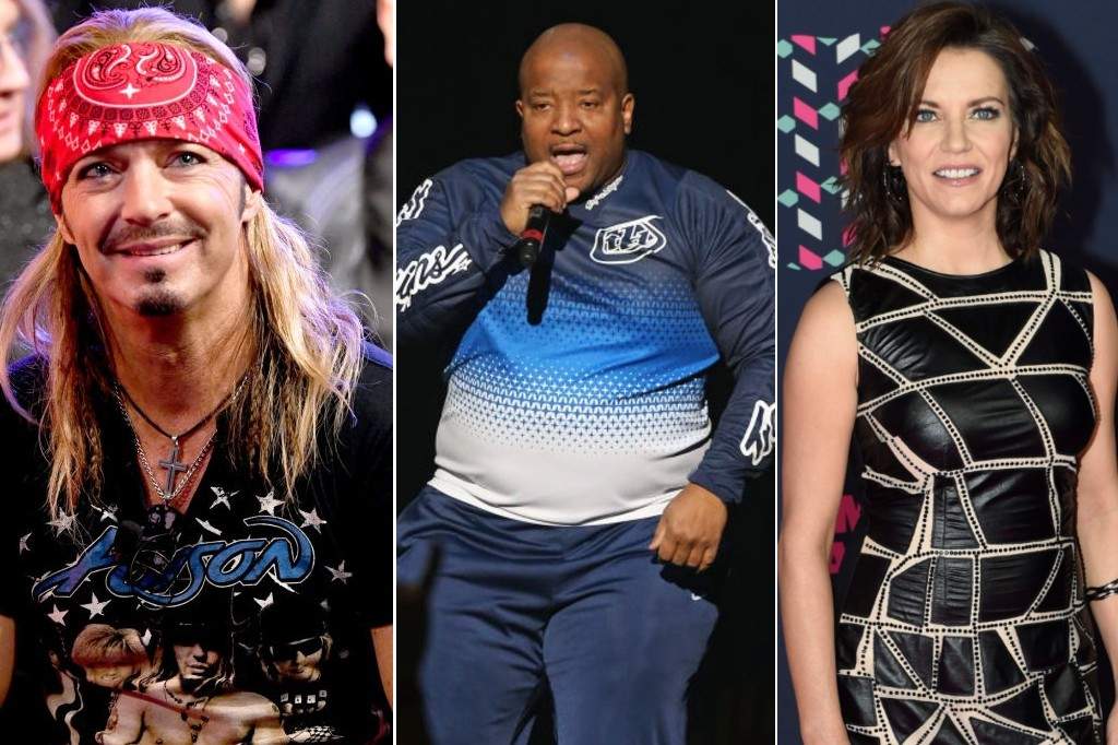 (L-R:) Bret Michaels appears onstage at a press conference on Dec. 4, 2019, rapper Young M.C. performs on Feb. 3, 2017 in Las Vegas and Martina McBride arrives at the CMT Music Awards on June 8, 2016.