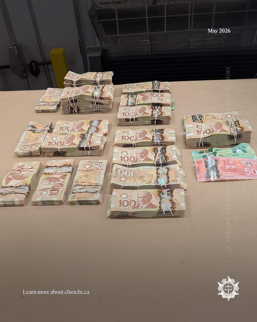 An image provided by the CFSEU shows some of the money seized in the alleged casino cheating operation.