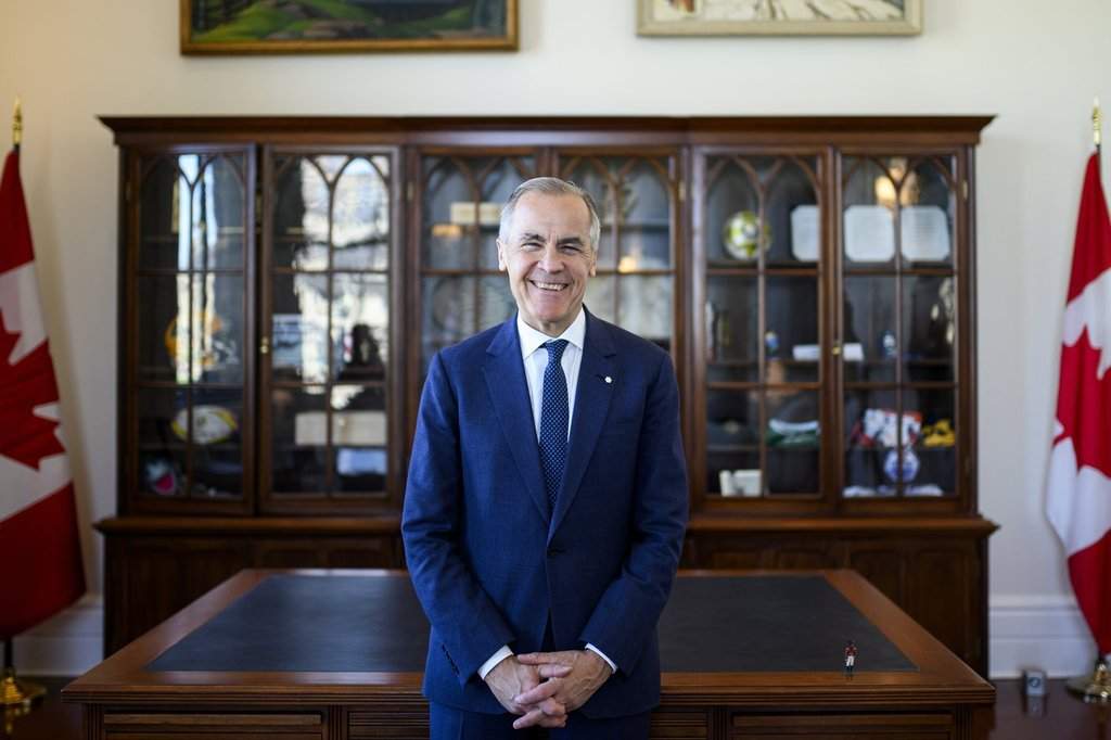 Prime Minister Mark Carney poses for a portrait in his office in Ottawa on Friday, May 1, 2026.