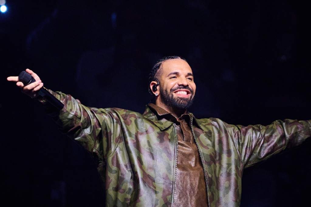 Drake performs during a concert by Vybz Kartel at Scotiabank Arena in Toronto on Oct. 26, 2025.