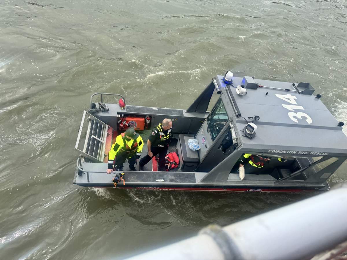 Edmonton Fire Rescue Services responded after the Edmonton Queen riverboat became stuck on the North Saskatchewan River on May 10, 2026.