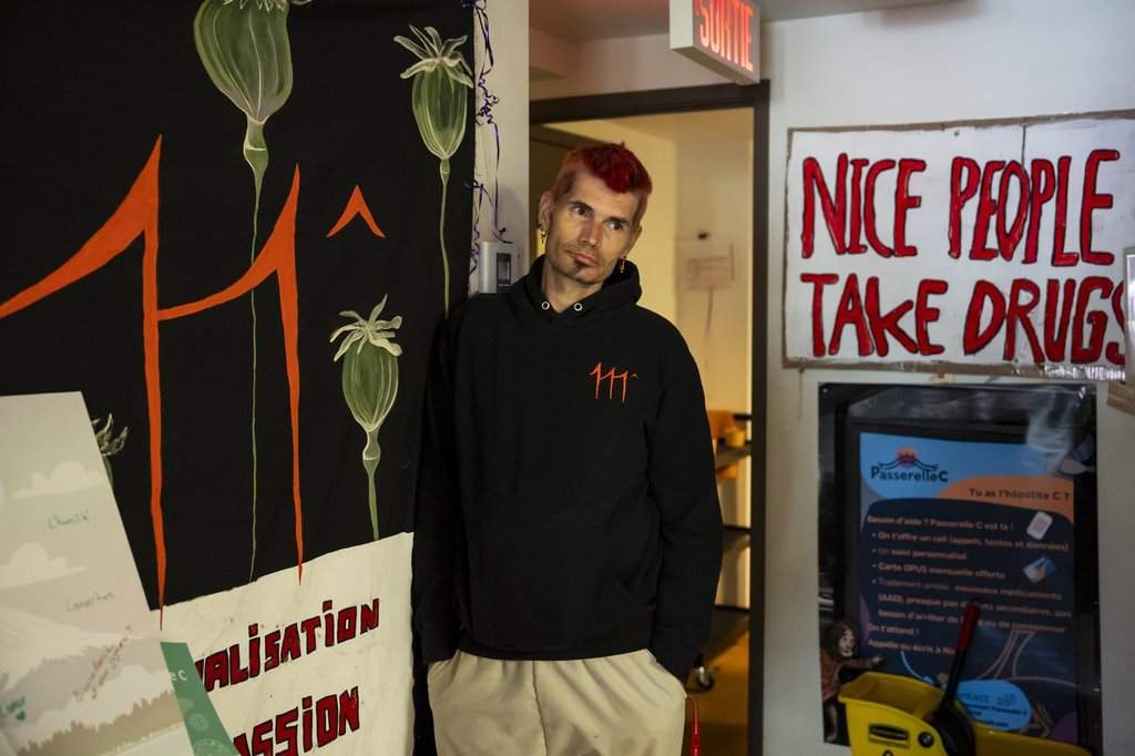 Christopher Kucyk poses for a photograph at the harm reduction clinic Meta dâme during a workshop where lawyers met with eligible class action claimants, in Montreal on Thursday, May 28, 2026. 