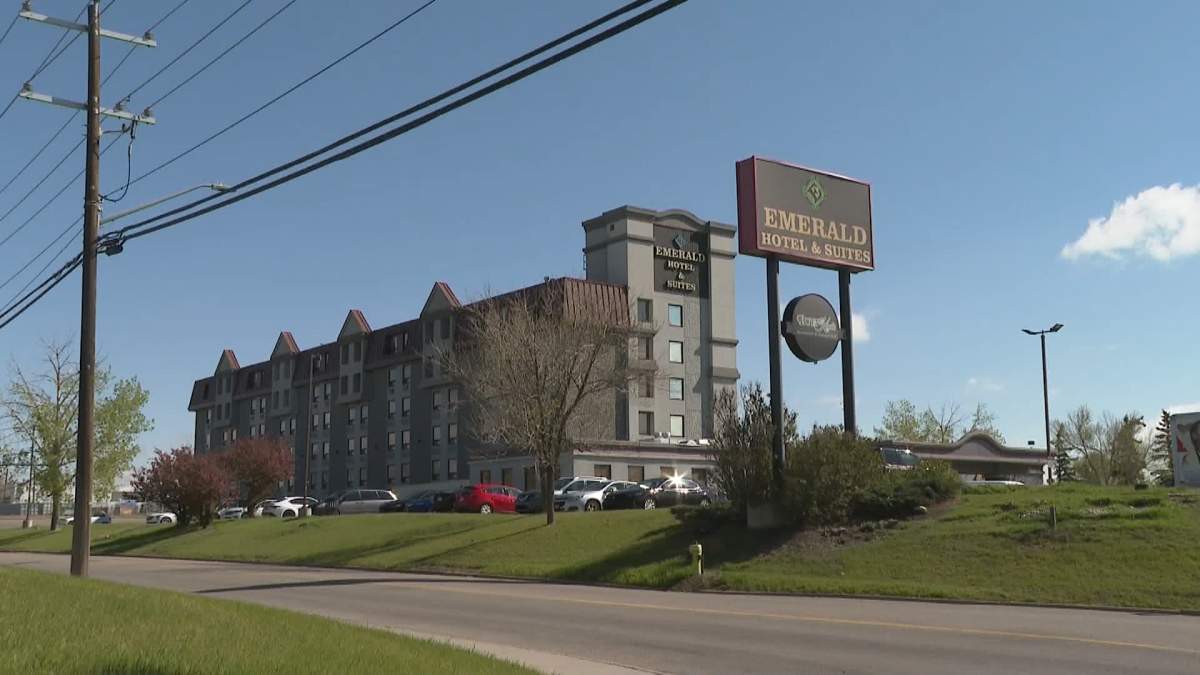 Calgary police were called to the Emerald Hotel and Suites on Sundridge Boulevard N.E. around 11:10 p.m. on Sunday.