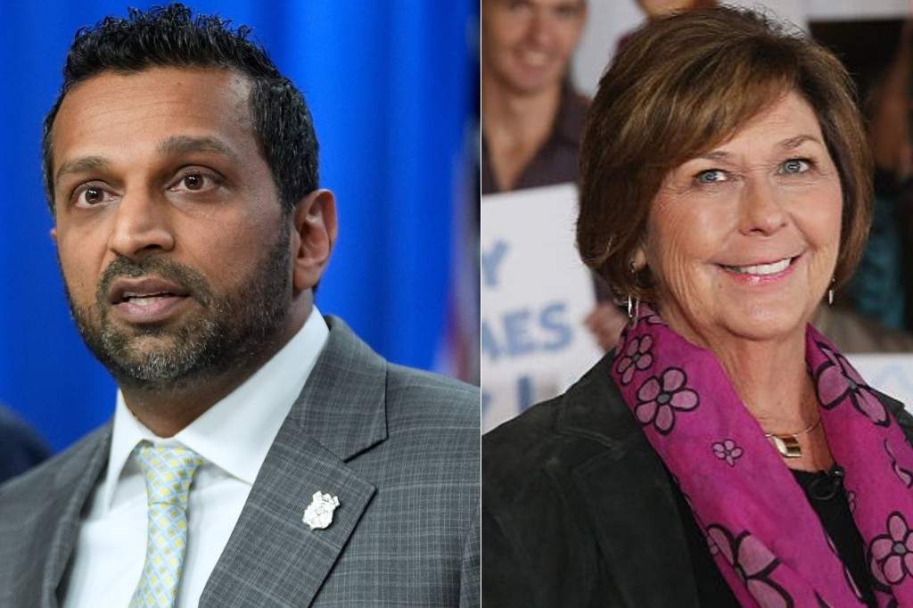 (L-R:) FBI Director Kash Patel, speak during a news conference at the Department of Justice, on Monday April 27, 2026, in Washington and Nancy Guthrie during a production break whilst hosting NBC's 'Today Show' live from Australia at Sydney Opera House on May 4, 2015 in Sydney, Australia.