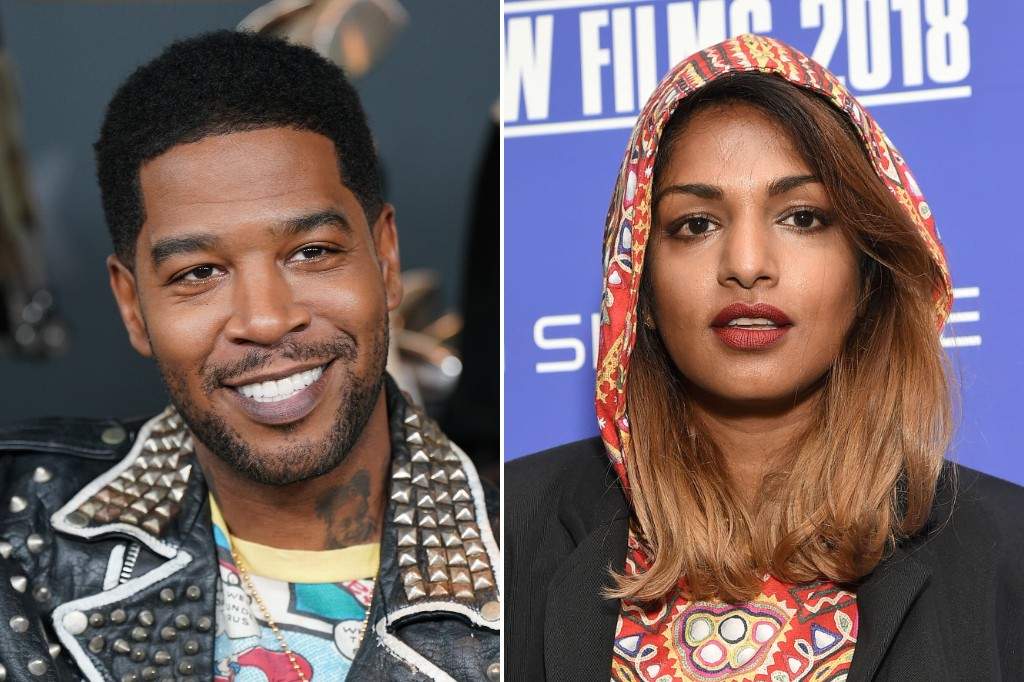 (L-R:) Kid Cudi at arrivals for HAPPY GILMORE 2 Premiere, Jazz at Lincoln Center, New York, NY, July 21, 2025 and rapper M.I.A. attends New Directors/New Films Opening Night at Museum of Modern Art on March 28, 2018 in New York City.