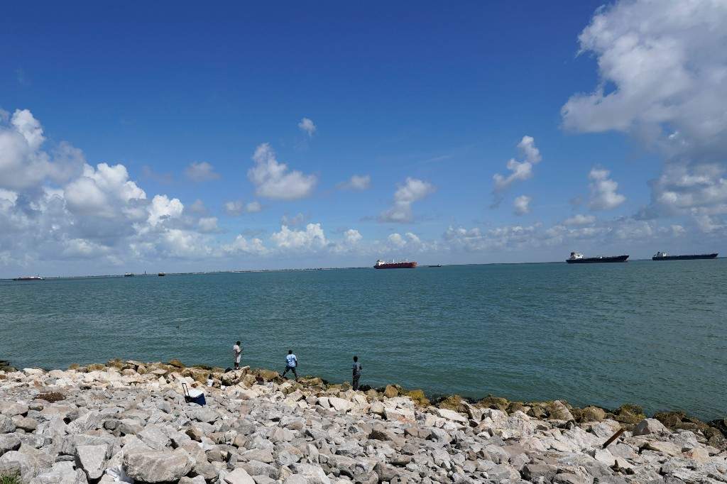 A file photo of people fishing in Galveston Bay on Friday, Sept. 4, 2020, in Galveston, Texas.