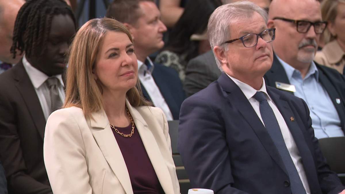 Alberta Premier Danielle Smith attended a funding announcement at the Northern Alberta Institute of Technology alongside Alberta's Minister of Advanced Education, Myles McDougall on Monday.