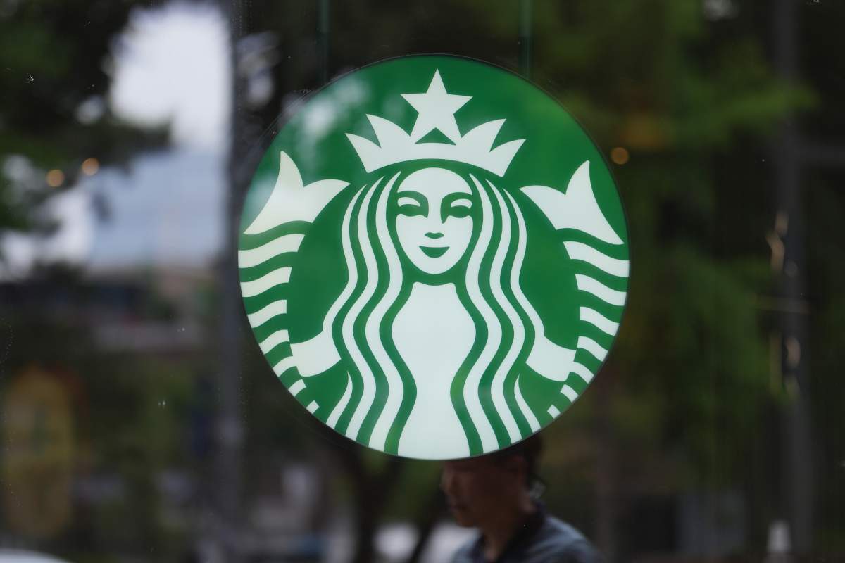 A sign for Starbucks is displayed in Seoul, South Korea, Tuesday, May 26, 2026.