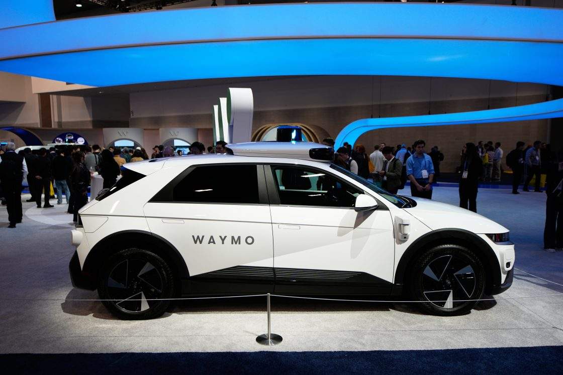 A Waymo Ojai sits on display at the Waymo booth during the CES tech show Tuesday, Jan. 6, 2026, in Las Vegas.