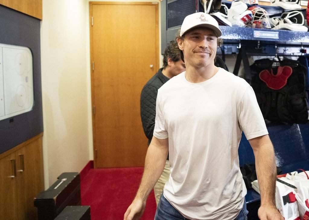 Montreal Canadiens’ Brendan Gallagher leaves the dressing room after speaking to the media during their end of season news conference in Brossard, Que., on Monday, June 1, 2026.