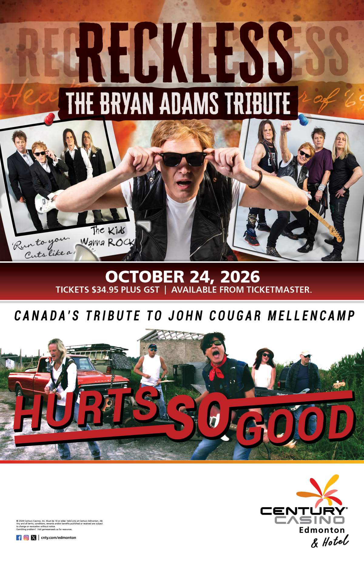 Reckless and Hurts So Good Double Bill: Tributes to Bryan Adams & John Mellencamp - image