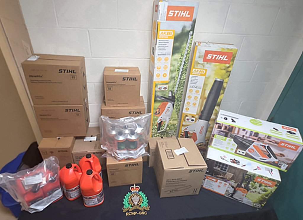STIHL products are displayed in this handout photo provided by New Brunswick RCMP.  THE CANADIAN PRESS/Handout-RCMP 
(Mandatory Credit).
