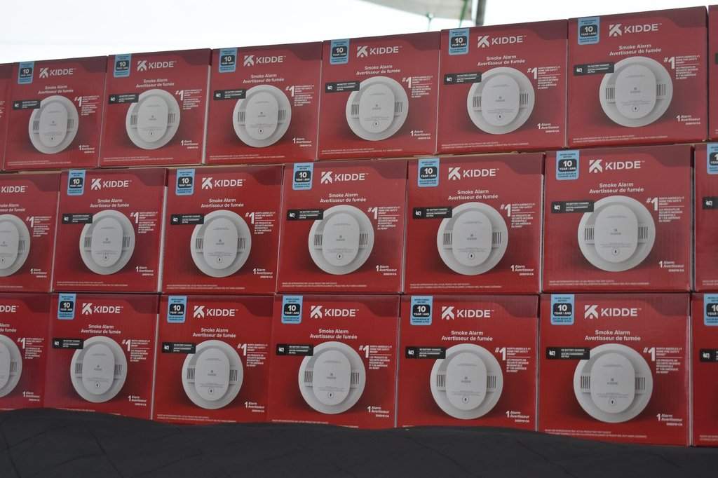 Kidde is donating hundreds of its smoke alarms to First Nation communities across two eastern provinces, in partnership with the National Indigenous Fire Safety Council and Firefighters Without Borders, as shown in Fredericton on Tuesday June 23, 2026. THE CANADIAN PRESS/Eli Ridder.