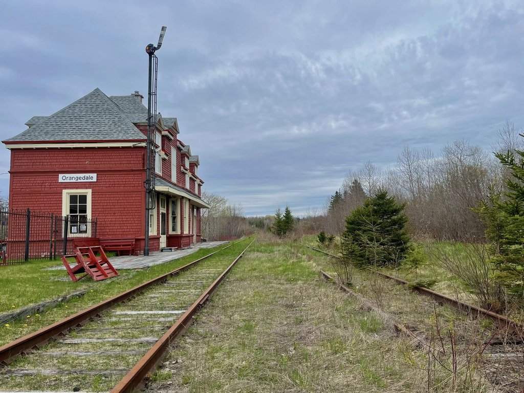 The former Orangedale train station in Orangedale, N.S., now a railway museum, and the dormant Cape Breton and Central Nova Scotia Railway are seen in this handout photo on May 14, 2025. THE CANADIAN PRESS/Handout-Zachary Taylor. (Mandatory Credit).