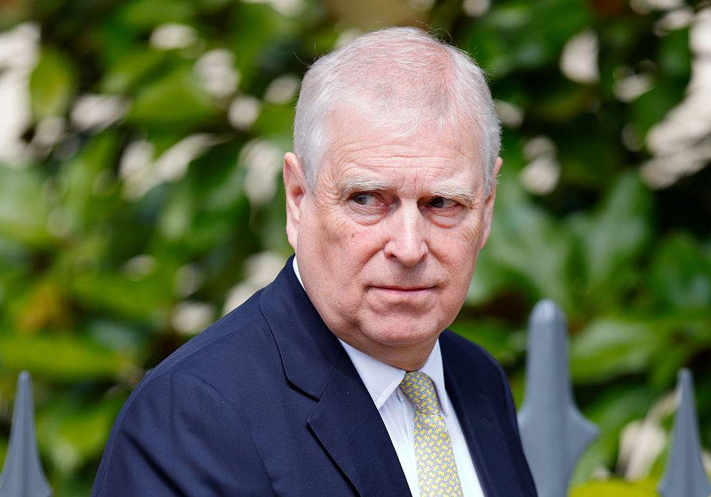 Prince Andrew, Duke of York attends the traditional Easter Sunday Mattins Service at St George's Chapel, Windsor Castle on April 20, 2025 in Windsor, England.