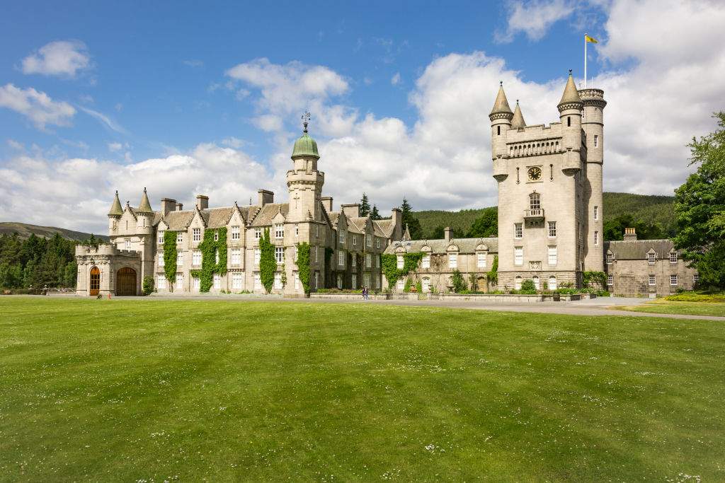 FILE: United Kingdom, Scotland, Aberdeenshire, Balmoral, View of the Balmoral Castle, Balmoral Castle is a castle located on the River Dee beneath the Lochnagar Mountain, Scotland.