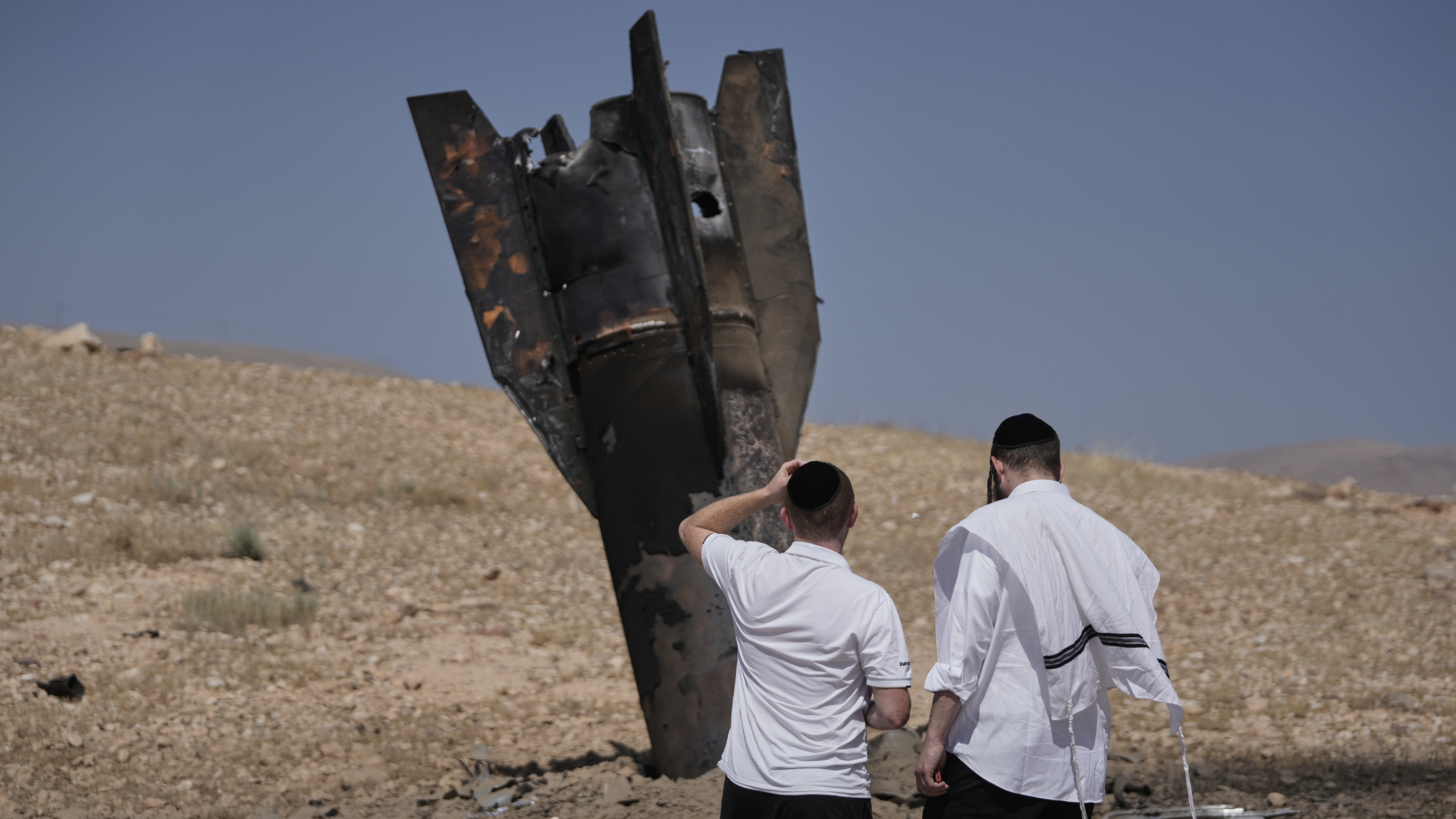 Iranian missile that landed near the West Bank city of Jericho, June 8, 2026. (AP Photo/Mahmoud Illean)