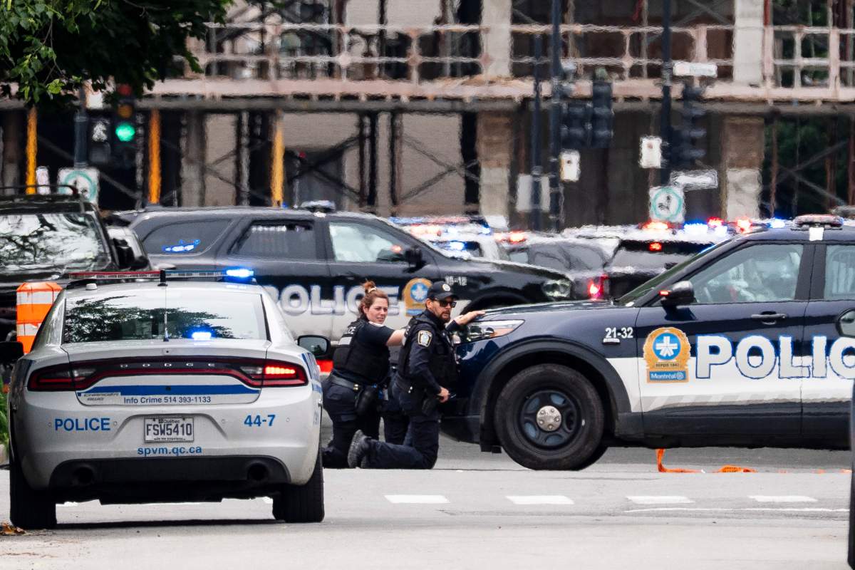 Montreal police work the scene of a shooting in Montreal on Monday, June 22, 2026.