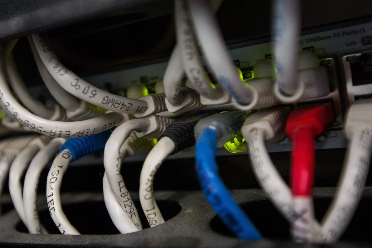 Ethernet cables pictured in Kingston, Ont., on Dec. 11, 2017.