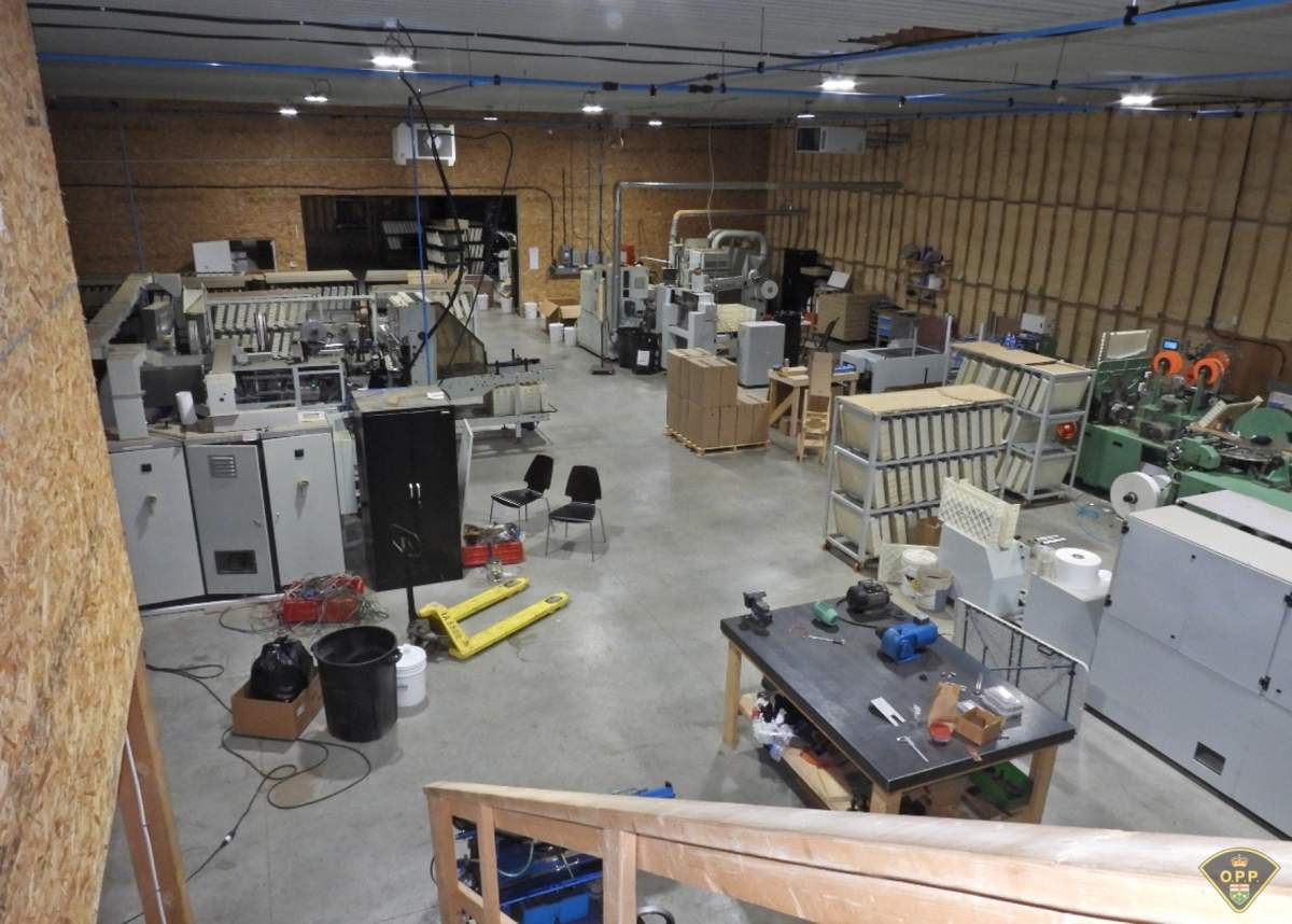 An illegal tobacco manufacturing facility in Six Nations of the Grand River territory.