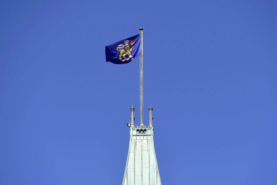 FILE – The Governor General’s flag flies on the Peace Tower on Parliament Hill, in Ottawa on Monday, Oct. 2, 2017.