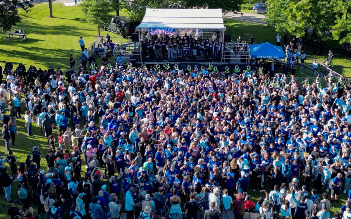 An aerial image of Ford Fest posted by a Progressive Conservative MPP to social media that appears to have been altered.